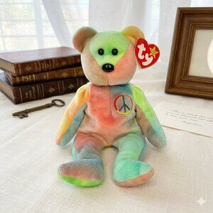 Ty Beanie Baby Peace Bear - 1996 Original Plush Collectible Tie Dye Teddy  Bear
